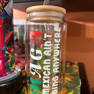 Gray and Brown Water Bottle with Wooden Lid